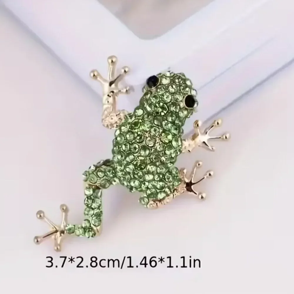 Tree Frog Brooch Sparkling Green Rhinestones Playful & Whimsical Nature Jewelry